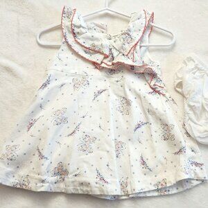 Janie and Jack - Size 3-6 mo girls - White Ruffle Dress with diaper cover